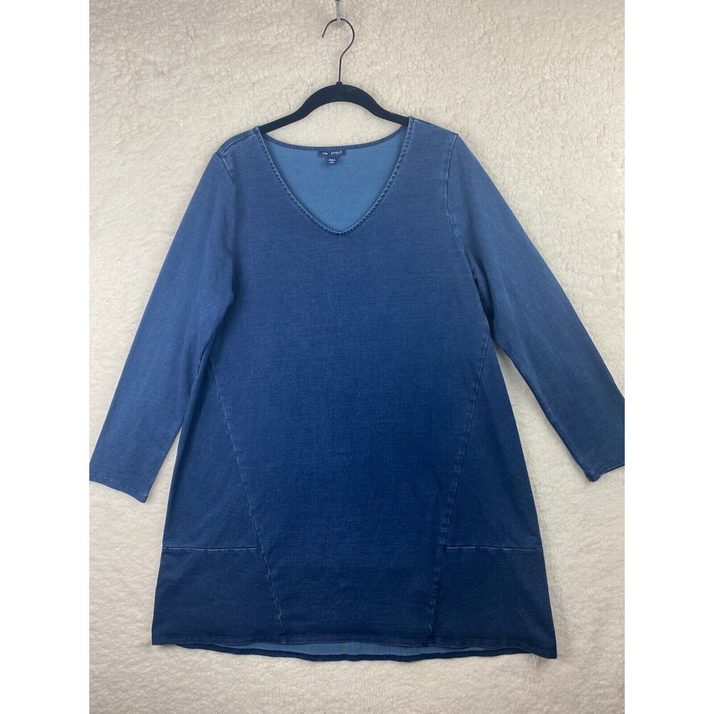 Pure Jill Indigo J Jill Women's Blue Stretch Knit Long Sleeve Dress Sz Medium PM